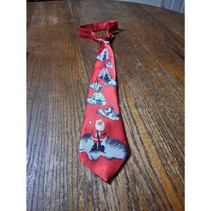 Funtyme Christmas Holiday Santa Red Grey Black White Polyester Mens Neck Tie